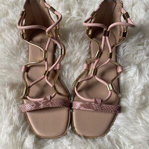 Aldo Pink and Gold Strappy Gladiator Sandals